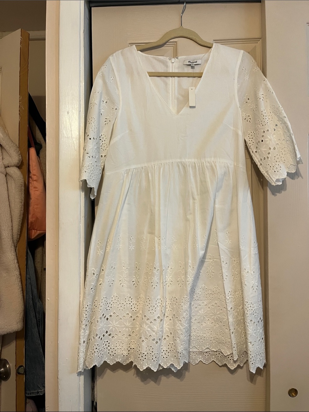 Madewell Cream Eyelet A-line Dress